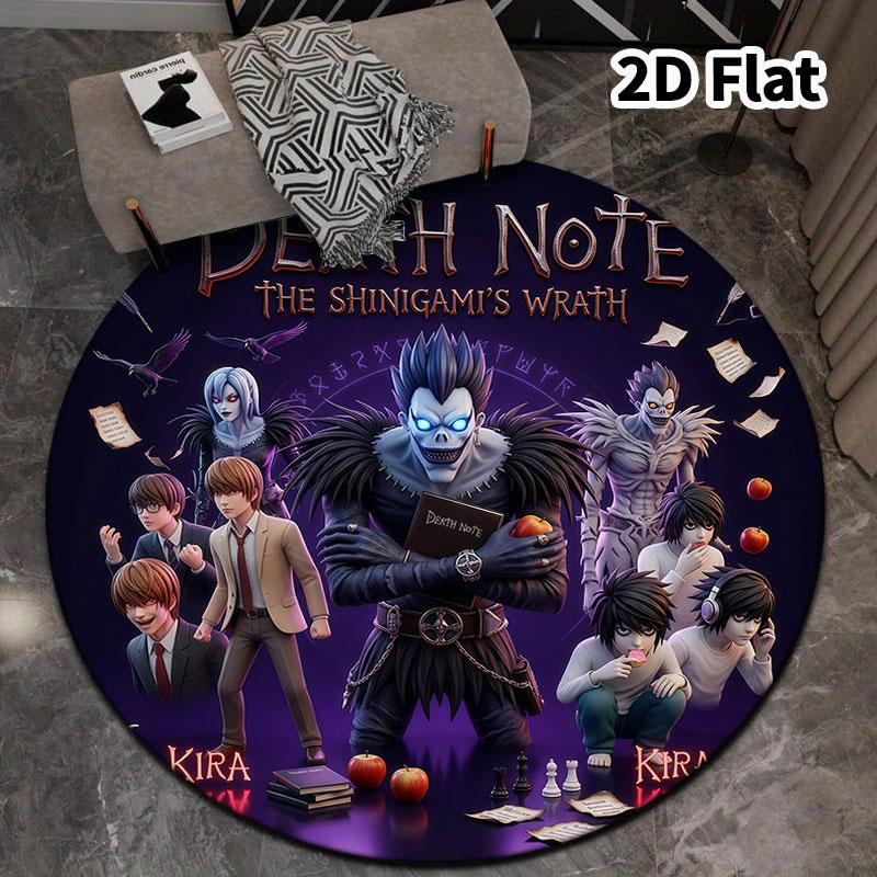 Death Note Round Area Rug Carpet Rug For Living Room Bedroom Sofa Playroom Decor Nonslip Floor Mat
