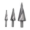 Silver Spiral Groove Step Drill, High-Speed Steel 4241 Cone, Triangle Shank, Sizes: 4-12mm, 4-20mm, 4-32mm (White).