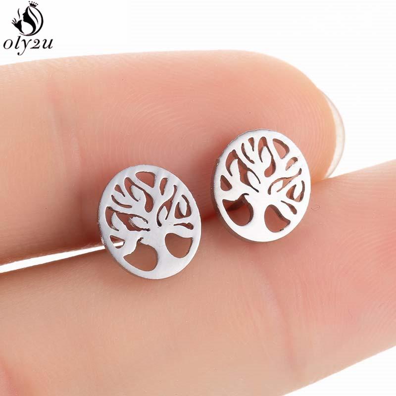 Bohemia Plant Stainless Steel Earrings Women Apple Cherry Leaf Mushroom Flower Stud Earring Piercing Jewelry