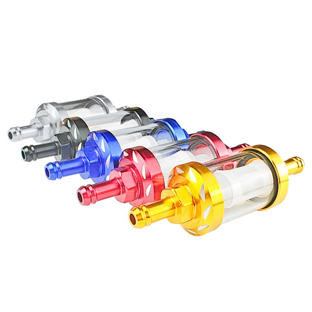 1pc 8mm Aluminum Alloy Glass Motorcycle Oil Filter Motorcycle Fuel Gas Filter Modification Accessories