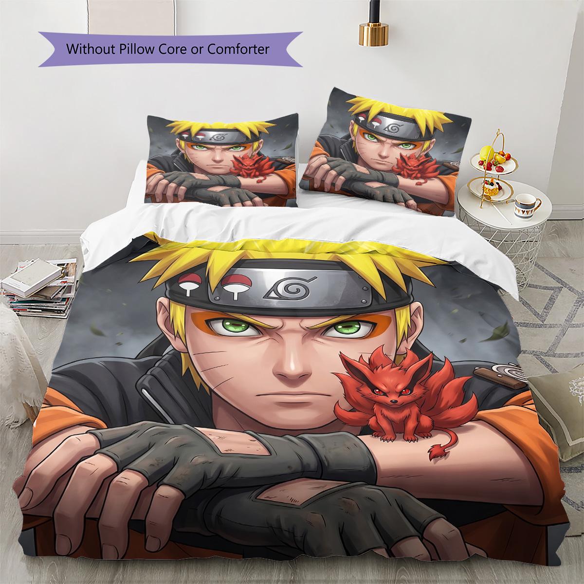 

Naruto Patterned Bedding Pillowcase & Duvet Cover Set for Home Decor Birthday Gift (1 * duvet cover + 2 * pillowcase, without core) 135x200cm