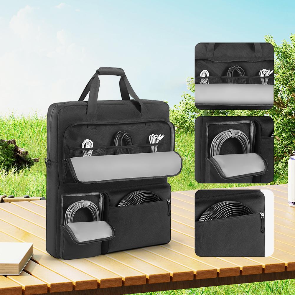 Solar Panel Carrying Case with Shoulder Straps Padded Travel Solar Panel Organizer Multi-Pocket Portable Protection Shoulder Bag