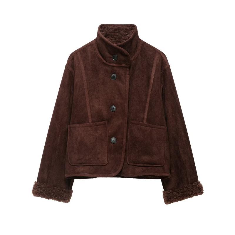 Womens Reversible Long Sleeve Coat Top Loose Fit