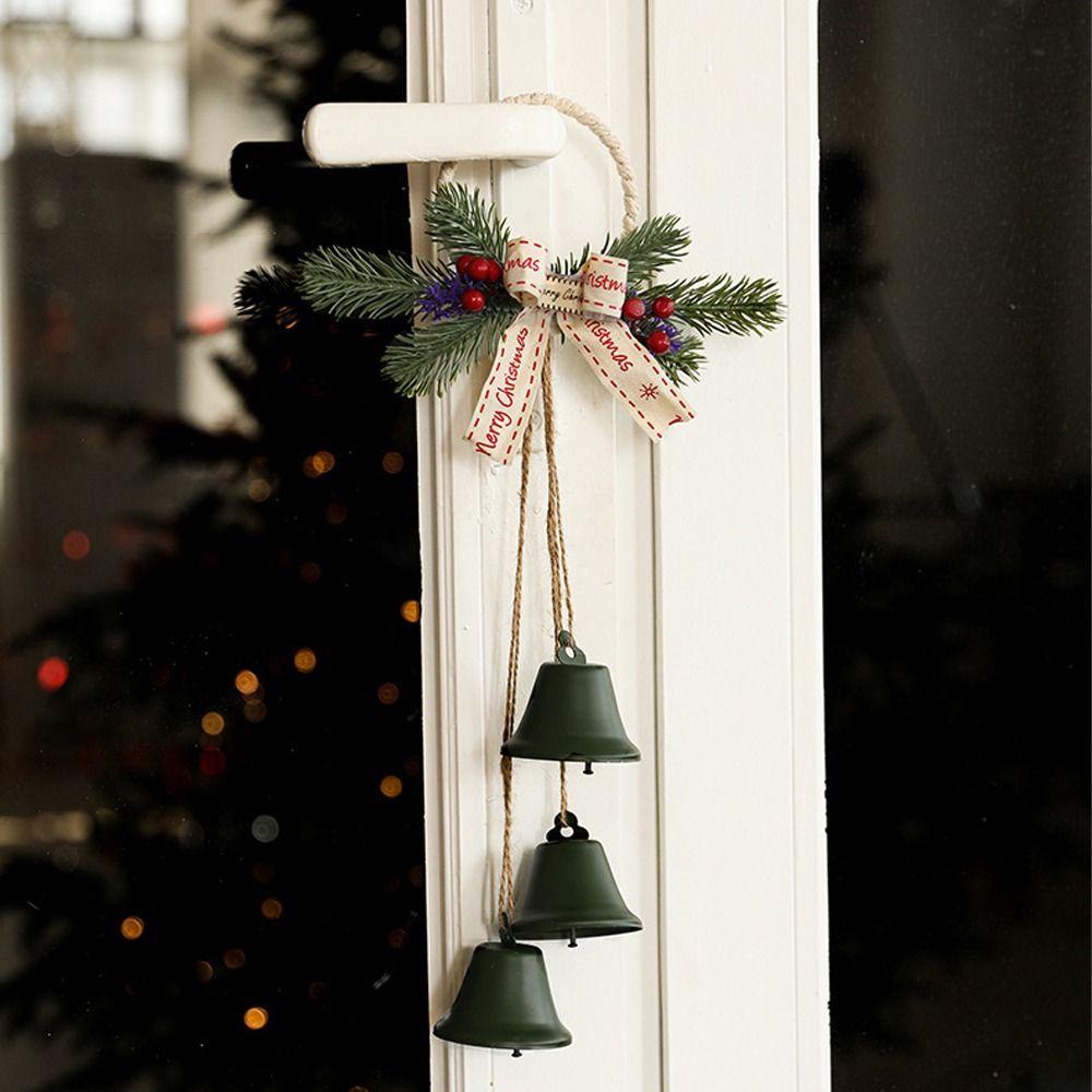 Iron Christmas Chime Bells Retro Xmas Tree Hanging Bells Window Display Pendant