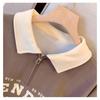 Fashion Women Streetwear Polo Collar Hoodie Sweatshirt Long Sleeve Pullover Jumper Letter Printing Tops