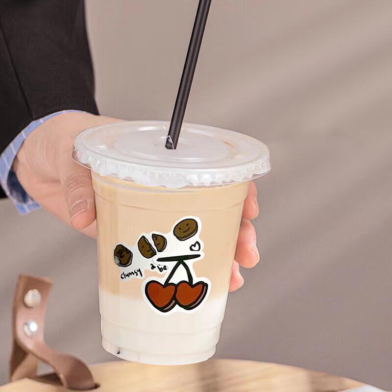 Disposable PET Cold Drink Cups with Flat Lids