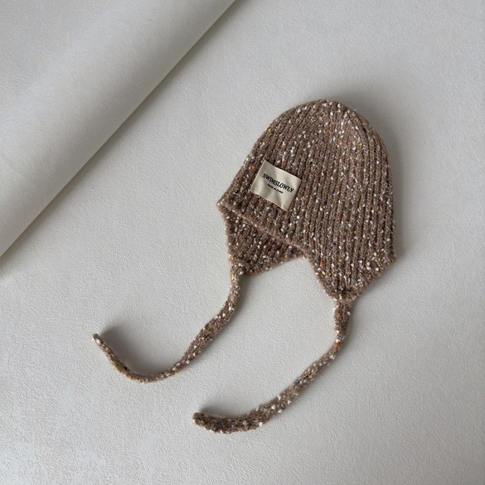 Ear Protection Knitted Hat With Ties Windproof Winter Beanie Hat Cute Santa Hat For Toddler