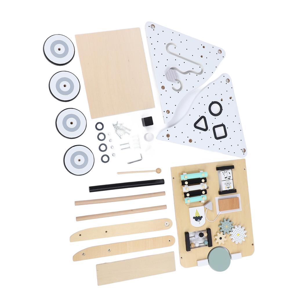 Wooden Baby Walker with Roller Develops Motor Skills Multiple Activities Push Pull Learning Walker