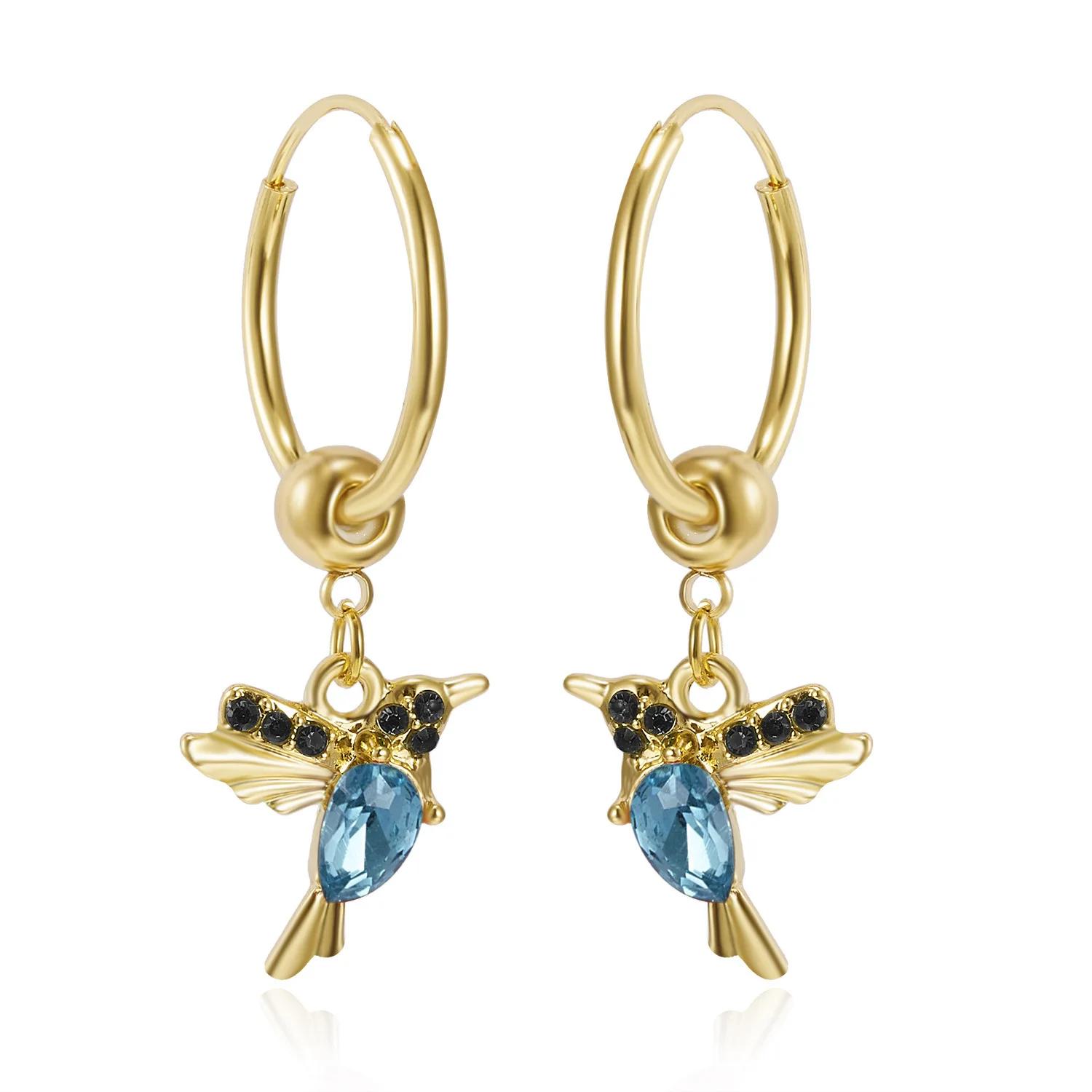 

Trendy Hummingbird Pendants Tassel Animal Earrings for Women Ear Line New Fashion Little Bird Drop Long Hanging Earring Jewelry