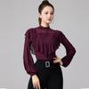 Women Summer Party Dress Latin Dance Flounce Practice Long Sleeve Performance