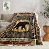 Rustic Throw Blankets, Brown Cabin Country Antique Bear Moose Forest Vintage Wood Cozy Warm Bed Couch Blanket, Farmfouse Loge Hu