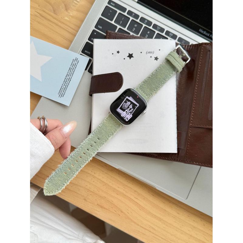 Compatible Denim Leather Band for Apple Watch Series S11, S10, iWatch 9876SE, Huawei FIT4, Xiaomi 9 Pro