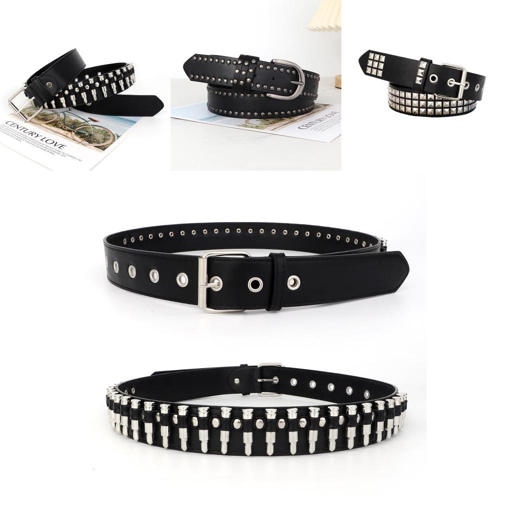 Minimalist Square Buckle Pu Leather Belt With Punk Style For Jeans And Trousers