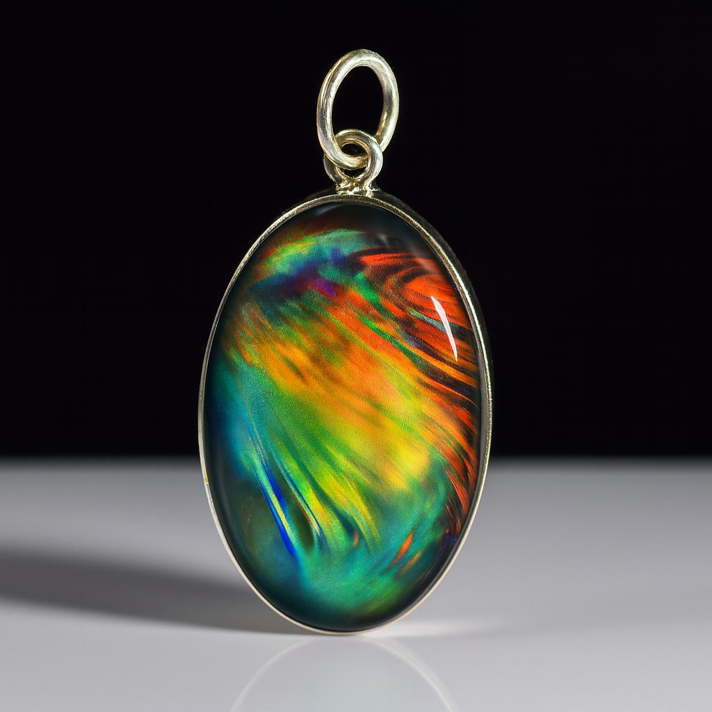 Ciondolo in Argento Sterling 925 32 Carati Opale Naturale Forma Ovale Gioiello Certificato