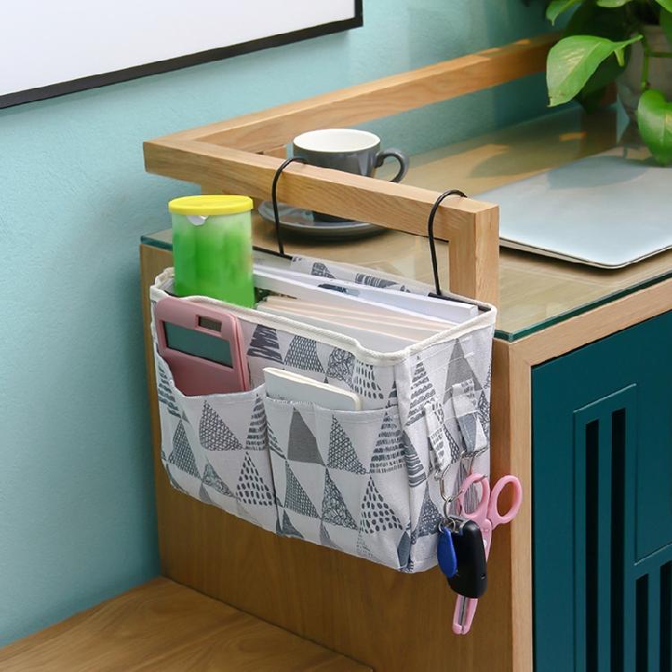 Bedsides Hanging Storage Unit Featuring Hooks and Shelves for Organizing Items