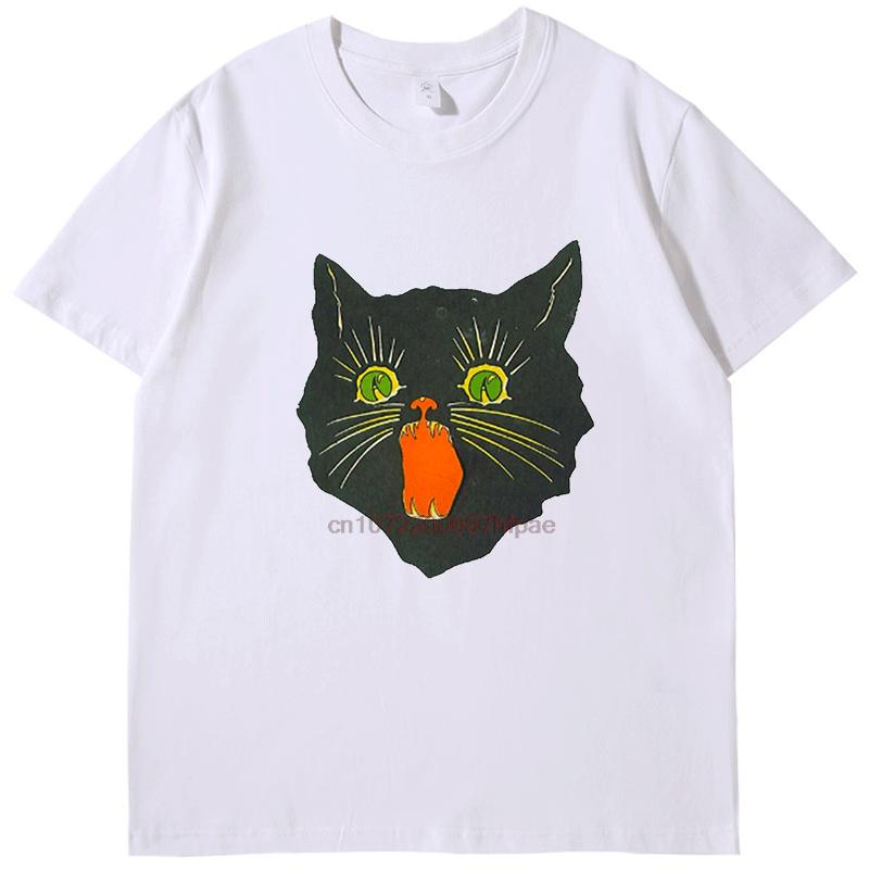 Angry Cat Classic Graphic T Shirts Halloween Fashion Cotton Round Neck Tshirt Unisex Streetwear Summer Mens Print T Shirt
