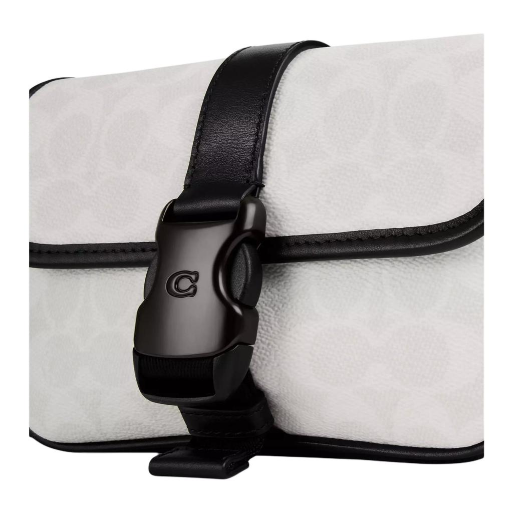 Coach League 19 Classic Print Coated Canvas And Calfskin Crossbody Shoulder Bag Small Men Bags Black White CY990-XTP