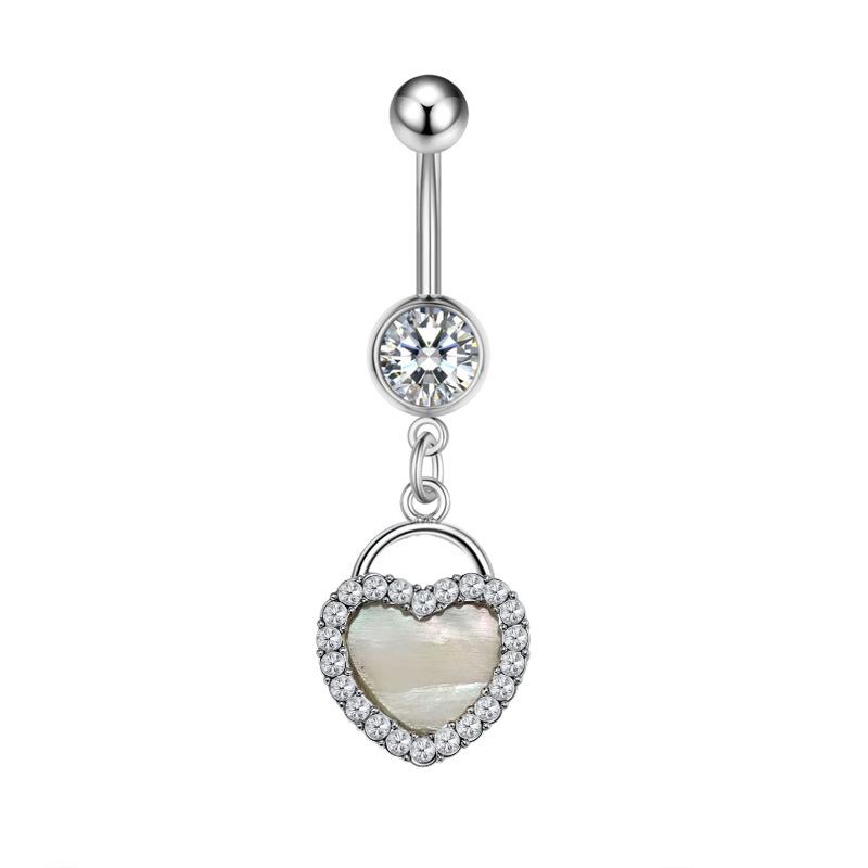 Cute Sweet Dangle Belly Button Rings  Butterfly Heart Navel Ring Stainless Steel Body Piercing Jewelry