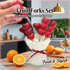 Creative Fruit Forks Set INS Stainless Steel Fork Dessert Forks with Storage Jar  Home Decoration