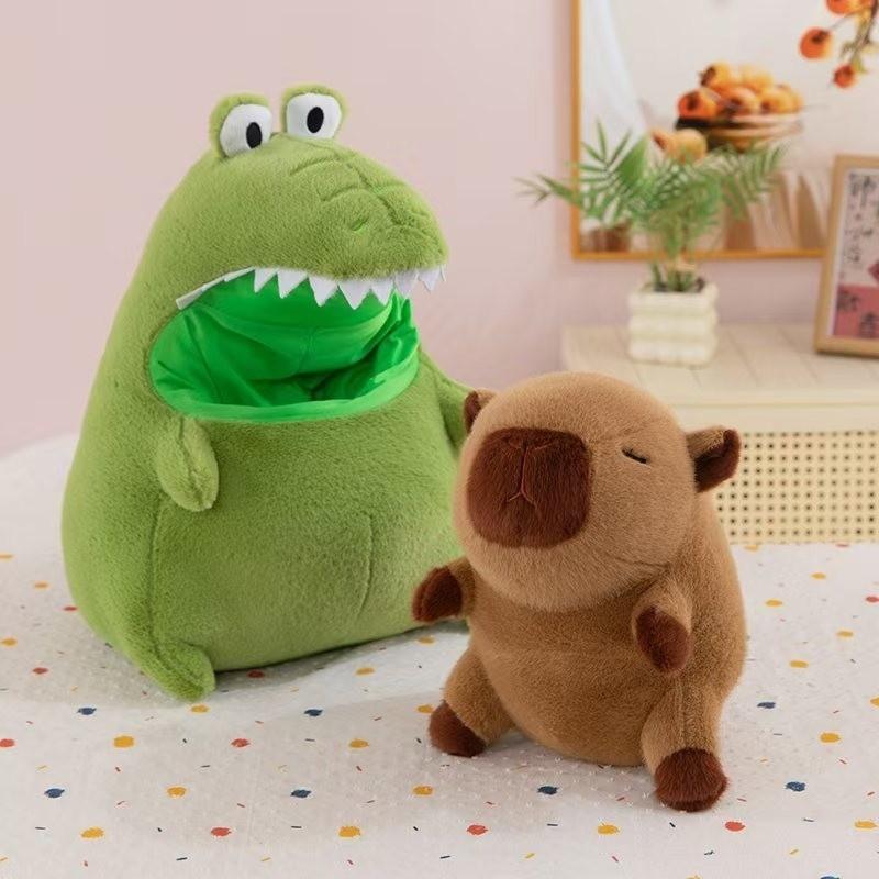 Cartoon Crocodile Turn Capybara Plush Toy Cute Girl Child Detachable Gift Doll