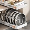 Adjustable Kitchen Cabinet Storage Rack With Slide Out Shelves For Cookware Dishes Spices Metal Construction Tray