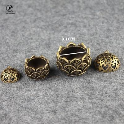 Retro Copper Small Lotus Pocket Hollow Out Incense Stick Burner Brass Incense Holder With Cover Home Decoration Sandalwood Cense