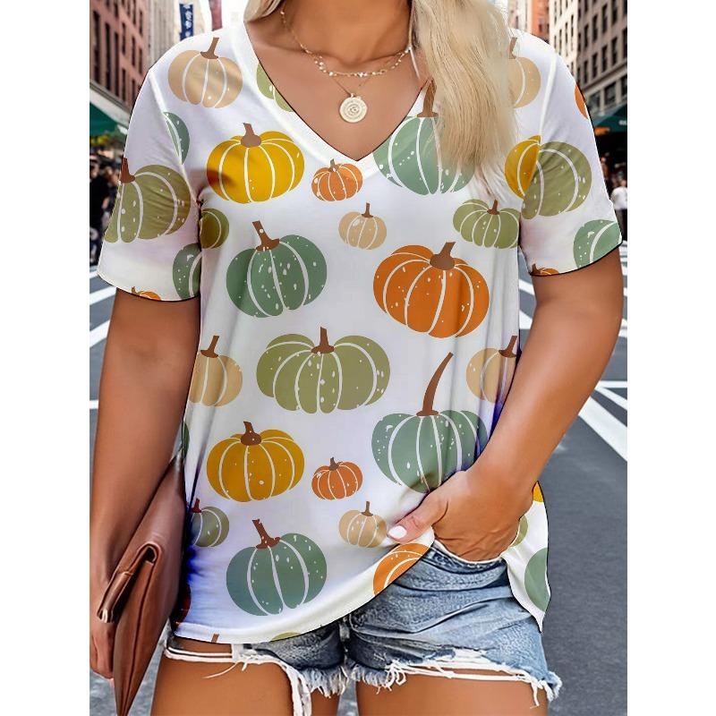 T-shirt da donna estiva con stampa 3D e scollo a V Travestimento di Halloween