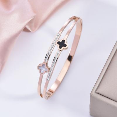 Fashion Light Luxury Senior Sense Titanium Steel Bracelet Four-Leaf Clover Bracelet Female Non-Colour Loss Bracelet