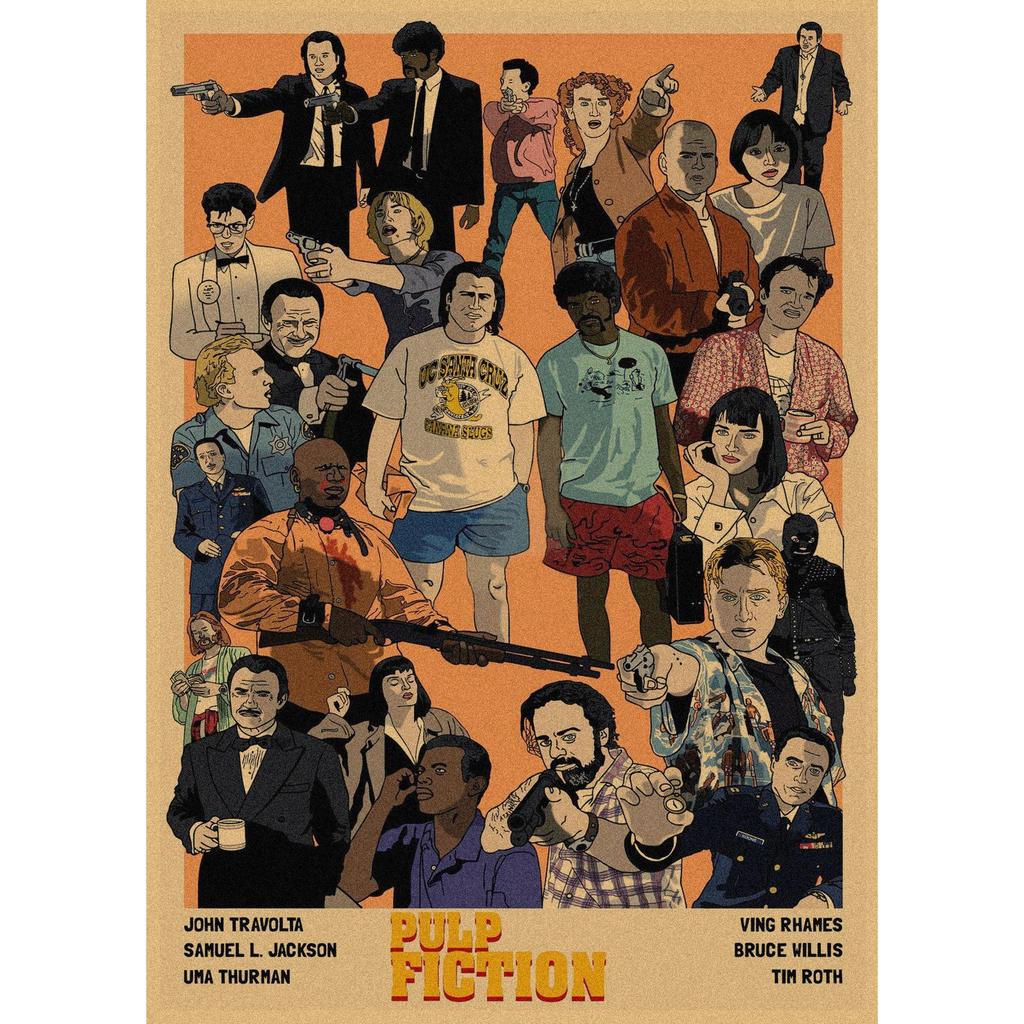 Pulp Fiction Retro Kraft Paper Poster - Classic Bar Wall Decoration