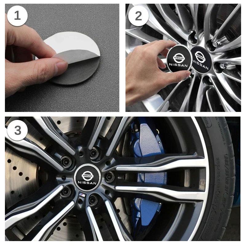 For Nissan ArR456/60/65mm Car Wheel Center Hub Cap Badge Sticker Cover For Nissan Rogue Pathfinder X-Trail GTR Note Juke Patrol Car Accessories