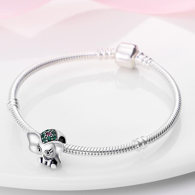 Original Creative New 925 Silver Beaded Bracelet DIY Style Jewelry Accessories Cute Elephant String Pendant Bead Bracelet