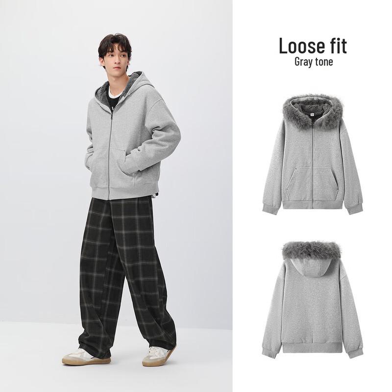 Semir Unisex Winter Hooded Knit Jacket with Faux Fur Trim
