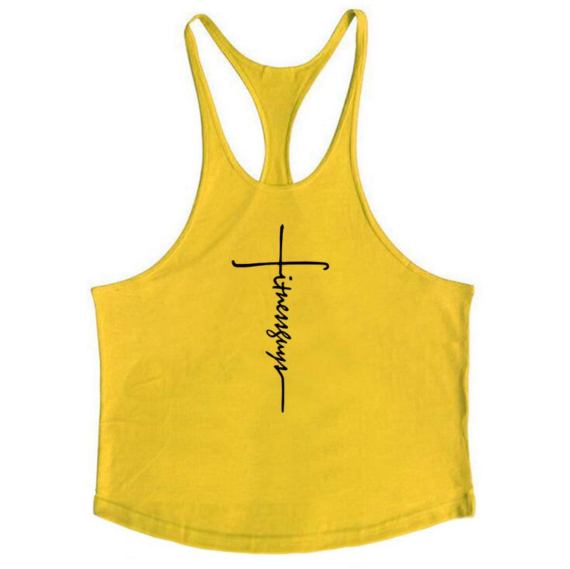 Men's European & American Muscle Gym Vest with Thin 1cm Straps - 100% Cotton