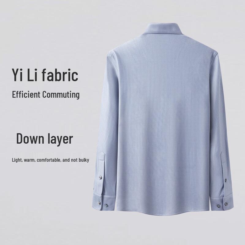 Langdeng Men's Thickened Plaid Business Casual Long-Sleeve Shirt
