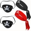 HX6F Halloween Pirate Costume Accessories Tie Headband Pirate Hat Pirate Eye Patches Golden Earrings for Kids Toddler