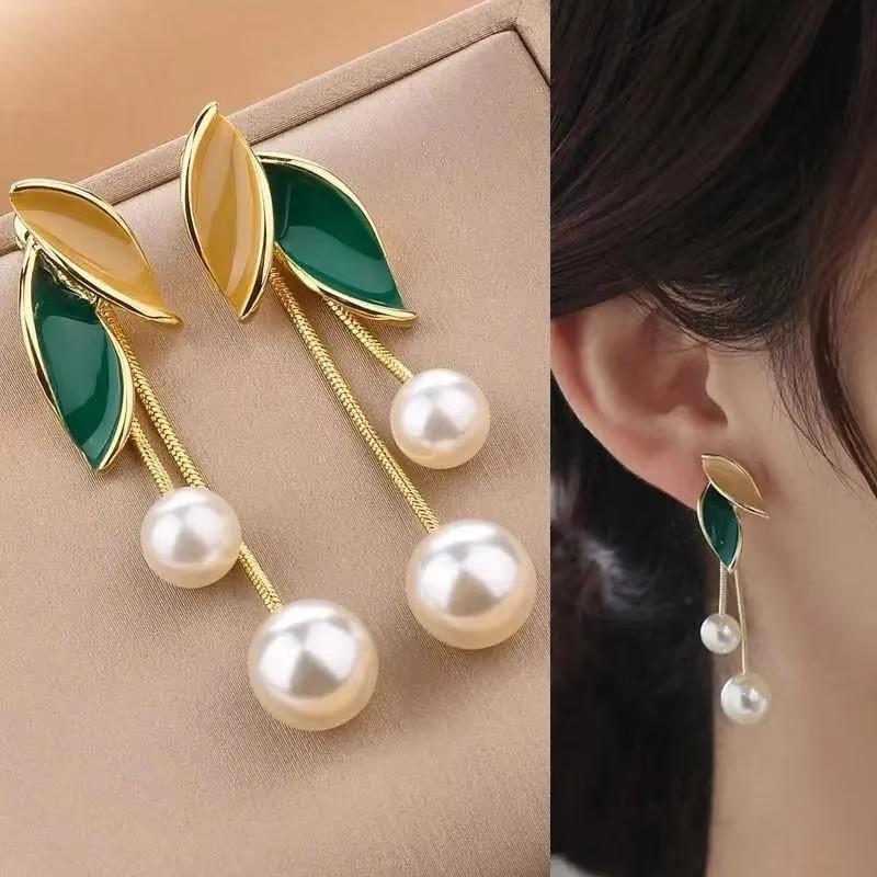 925 Silver Needle Green Red Butterfly Long Tassel Earrings For Women Jewelry Trending Korean Fashion Crystal Drop Earrings