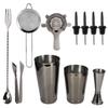 11-teiliges/Set Multifunktions-Cocktailshaker-Werkzeugset aus Edelstahl Bar Barkeeper Zubehör Schwarz