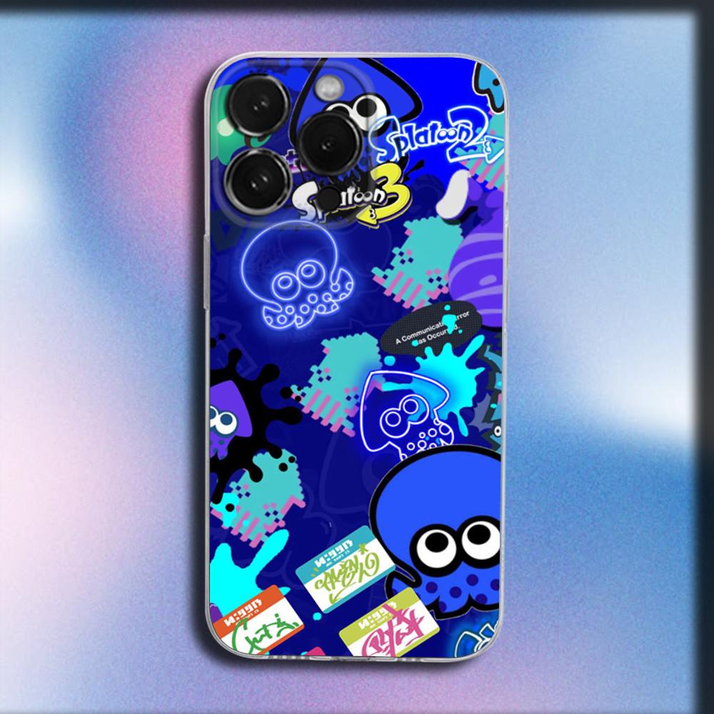 Game S-Splatoon 3 Phone Case For iPhone 16,15,14,13,12,11 Plus,Pro,Max,XR,XS,X,Plus,SE,Mini Transparent Soft Cover
