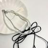 Vintage Bowknot Necklace Elegant Pearl Beaded Double Layer Choker Y2K Aesthetic Clavicle Chain Fashion Summer Neck Chain