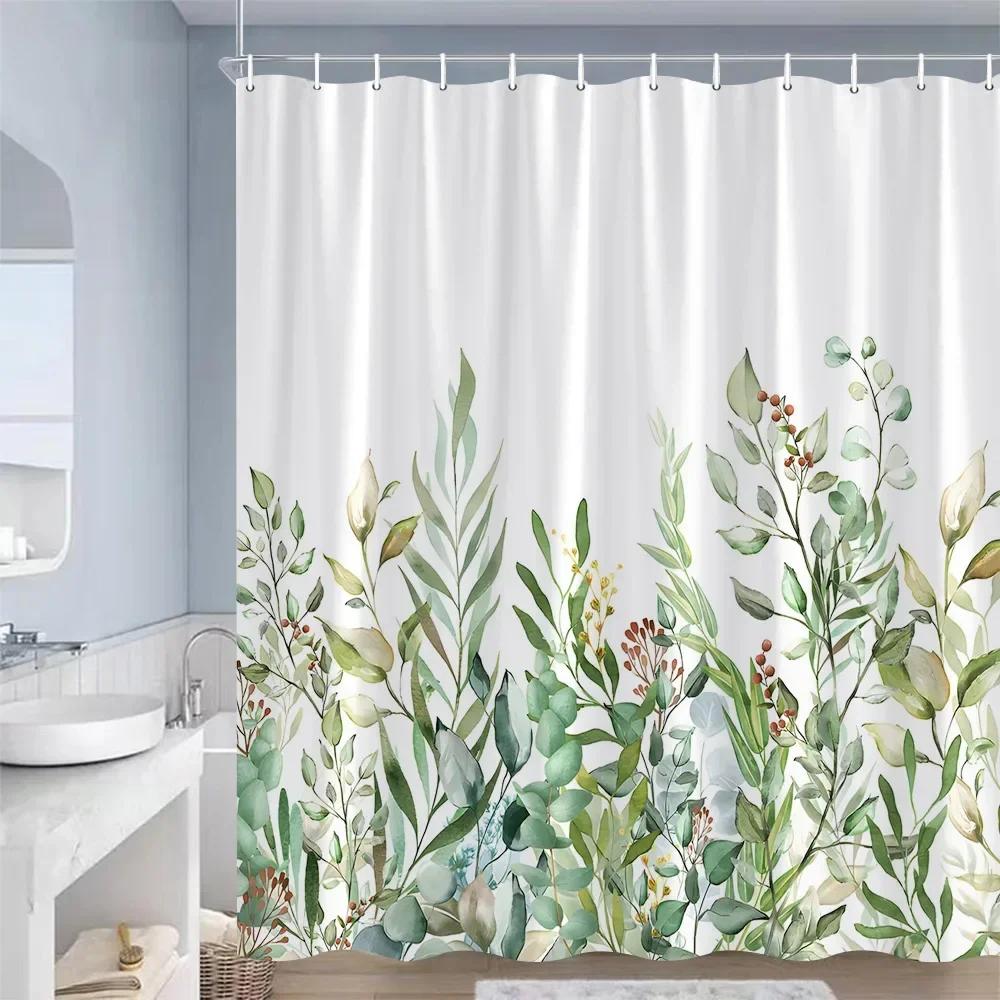 Rustic Floral Shower Curtains Butterfly Watercolour Flowers Plants Purple Lavender Bathroom Curtain Polyester Decor With Hooks W60H190(CM)-1 Pcs
