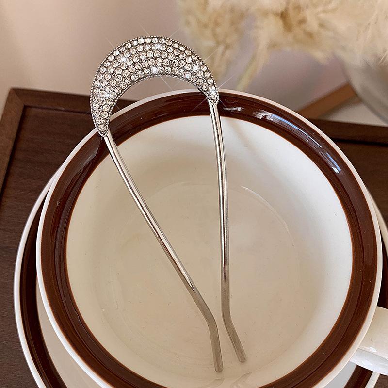 

Кристальные шпильки для волос в форме буквы U, заколки для волос для женщин, элегантные металлические вилки со стразами, винтажная укладка, шпилька для волос, инструменты для укладки волос, подарок