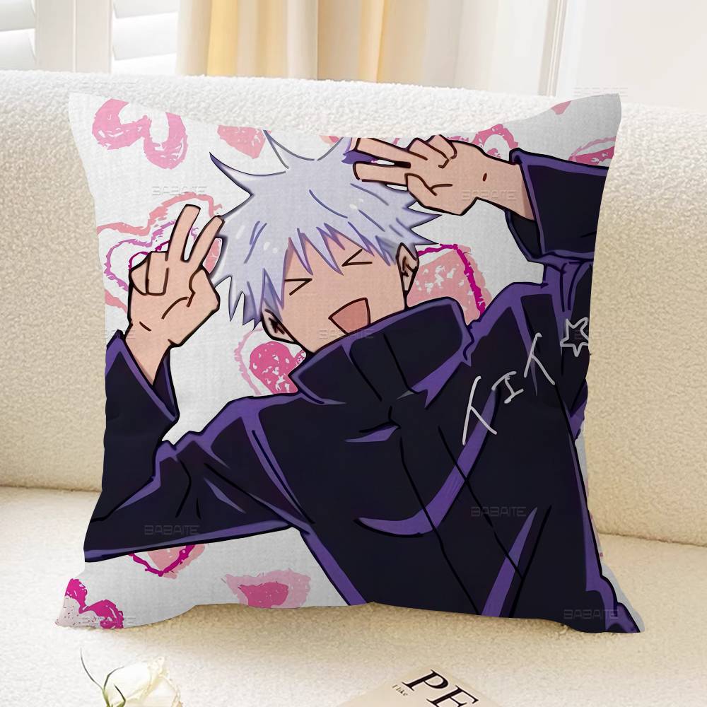 Cartoon Figure Gojo Satoru Cushion Cover Car Throw Pillow Case For Sofa Car Christmas Gift xcm xcm