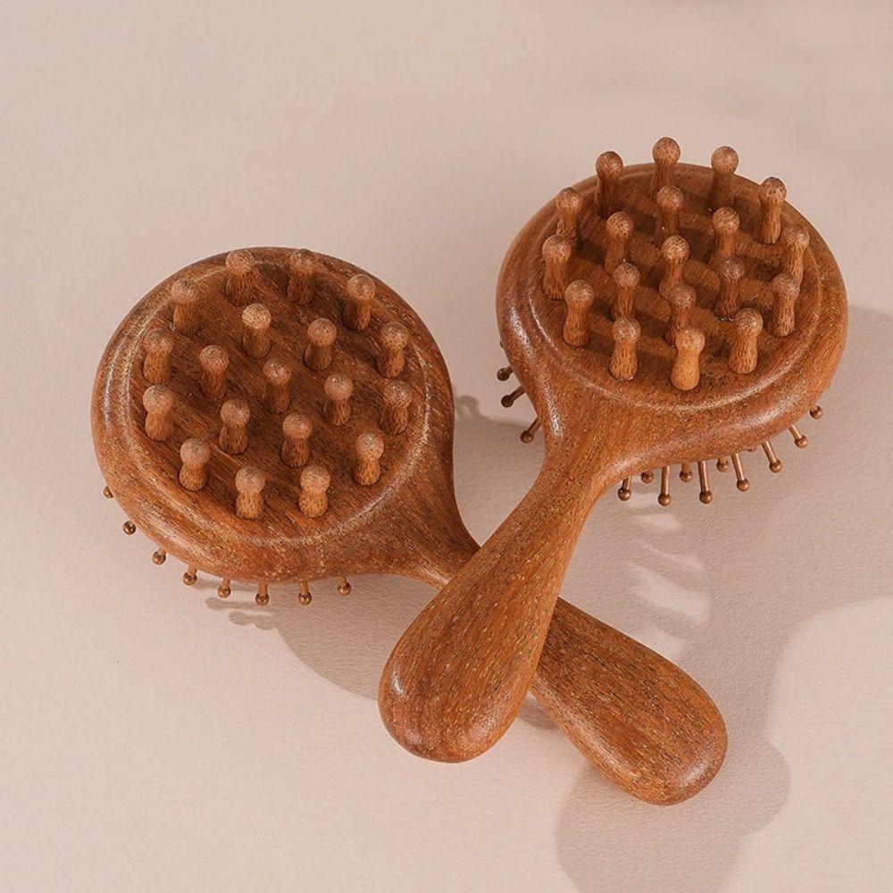 Double-Sided Head Massage Comb Comfortable Handle Wooden Meridian Hair Comb  Scalp Care