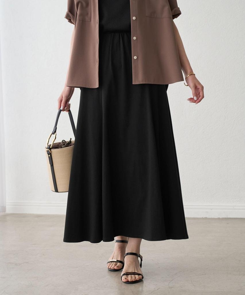 Rope Picnic Cut Flare Easy Long Skirt for Women GDC16200 Chromine F (01)