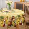 Rustic Easter Tablecloth Bunny Eggs Table Cover Farmhouse Easter Decorations for Home Kitchen Dining Spring Garden Tablecloth