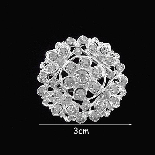 Korean Style Exquisite Alloy Small Flower Rhinestone Silver Plated Brooch Lapel Pin B912