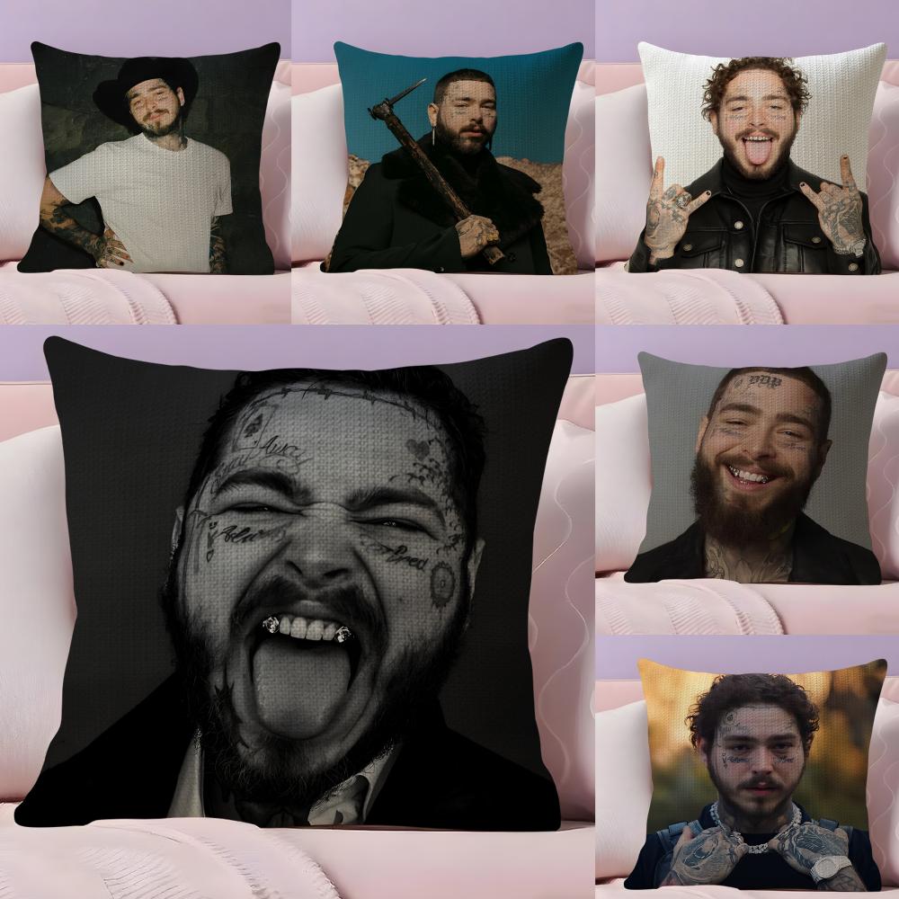 PPost MalonEe Rapper Cushion Cover Natural Linen Pillow Case DoubleSided Print Decorative Sofa Pillowcase Home Decor Gift