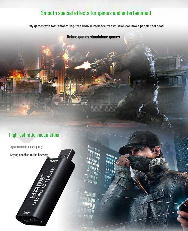 HDMI To USB High-Definition Capture Card for Laptop Monitoring & Game Live Streaming with Switch/PS4 Compatibility