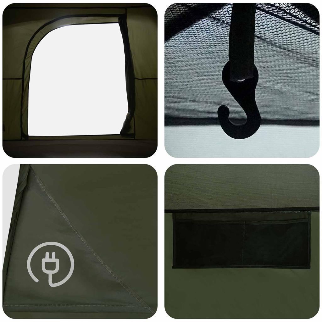 Cabin Tent Olive Green 244 x 213 x 183 cm Polyester and Steel