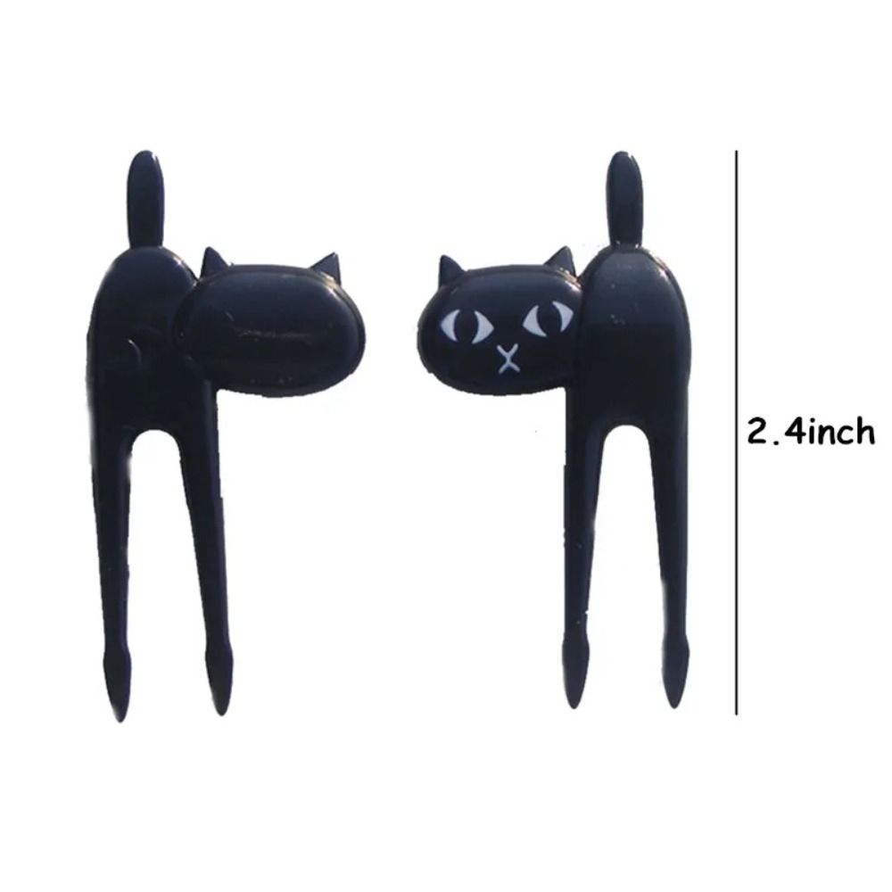 18PCS Mini Black Cat Fruit Fork Creative Dessert Fork Cartoon Fruit Toothpick  Kids